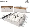 A diagram showing the dimensions of a bed frame with storage drawers. Anteprima dell’immagine prodotto
