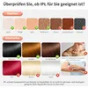 A collage displaying skin tones and hair colors with checkmarks and crosses to indicate suitability for IPL hair removal, alongside images of tattooed skin and irritated skin with crosses. It also shows different hair colors with checkmarks and crosses. Produktbild-Vorschau