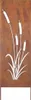 A decorative metal panel with a cut-out design of cattails and grass, set against a textured brown background. Podgląd zdjęcia produktu