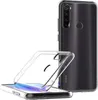 A clear phone case is shown in front of a phone. Produktbild-Vorschau