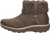 A side view of a single brown boot with a knitted cuff. Voir les images du produit