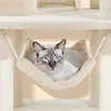 A cat is resting in a hammock attached to a cat tree. Podgląd zdjęcia produktu