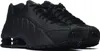 A pair of black Nike Shox R4 sneakers shown from a three-quarter angle on a white background. Produktbild-Vorschau