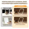 Comparison of a standard makeup mirror with an improved LED makeup mirror, highlighting features and benefits. Produktbild-Vorschau