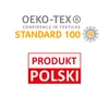 The image displays certifications and product origin information. Podgląd zdjęcia produktu