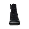 A front view of a black leather boot. Produktbild-Vorschau