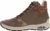 Side view of a brown high-top sneaker with leopard print accents. Produktbild-Vorschau