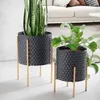 Set di 2 vasi da fiori FineBuy in metallo, nero/oro con Anteprima dell’immagine prodotto 1