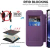 Diagrams and illustrations explaining RFID blocking technology and product features, alongside a product shot of a phone case. Produktbild-Vorschau