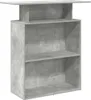 A standalone image of a gray reception desk.