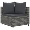 4-tlg. Garten-Sofagarnitur mit Kissen Grau Poly Rattan Produktbild-Vorschau 3