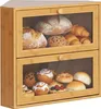 Relaxdays Eck-Brotkasten Bambus, 2 Etagen, Brotlade mit Produktbild-Vorschau 1