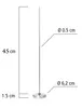 A diagram showing the dimensions of a metal thermometer probe with a base. Produktbild-Vorschau