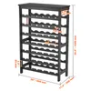 A black wooden wine rack with dimensions indicated by text and lines. Náhľad obrázku produktu