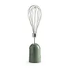 A green and silver electric hand mixer with a whisk attachment, isolated on a white background. Produktbild-Vorschau