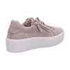 A side view of a beige women's sneaker with a thick white platform sole. Produktbild-Vorschau