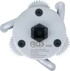 A top-down view of a silver oil filter wrench with a black central socket and some text on the surface. Produktbild-Vorschau