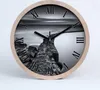 Holzuhr 30fi cm wanduhr - schwarze Spitzen - Steiniger Produktbild-Vorschau 1