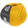 A ball of yellow yarn with a black label. Produktbild-Vorschau