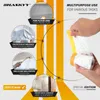 A marketing image showing a roll of masking tape with plastic sheeting attached, demonstrating its use for protecting surfaces during painting or renovation. Produktbild-Vorschau