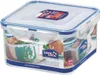 A Lock & Lock square food container is shown from a slightly elevated front-diagonal angle against a white background. The container is clear with a blue lid and blue locking clasps. The lid has a label with the Lock & Lock logo and product information. Th Produktbild-Vorschau