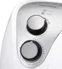 A close-up view of the control panel of a white appliance, likely an air fryer, showing two rotary dials and indicator lights. Produktbild-Vorschau