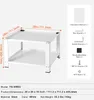 A white metal stand for a washing machine or dryer, with dimensions and included parts shown. Voir les images du produit