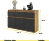 A product image of a sideboard with dimensions indicated. Produktbild-Vorschau