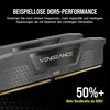 Close-up marketing image of DDR5 RAM modules with text overlays highlighting performance benefits. Anteprima dell’immagine prodotto