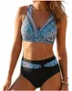 Bikini a Vita Alta Donna - Due Pezzi Nero Blu - Costume Anteprima dell’immagine prodotto 9