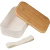 Brotdose / Lunchbox / mit Bambusdeckel / Farbe: weiß Produktbild-Vorschau 2