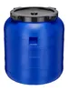 A blue plastic barrel with a black lid, shown against a white background. Produktbild-Vorschau