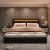 A bedroom scene featuring a bed with LED lighting. Produktbild-Vorschau