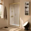 Porta doccia nicchia 130 cm oro spazzolato con anta fissa e Anteprima dell’immagine prodotto 2