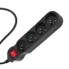 A black power strip with four outlets and a red on/off switch is shown against a white background. Produktbild-Vorschau