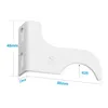 A white metal bracket with dimensions indicated by lines and text. Produktbild-Vorschau