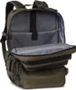An open olive green backpack is shown from the front, with its main compartment open to reveal the interior. Voir les images du produit