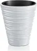 A white planter with a textured, wavy exterior and a black interior. Náhľad obrázku produktu
