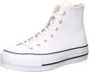 A single white high-top sneaker with a platform sole, shown from a side-diagonal angle against a white background. Produktbild-Vorschau
