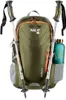 A green backpack with hiking poles and a water bottle. Náhled obrázku produktu