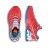 La Sportiva Bushido III Woman Trailrunning-Schuh in leuchtendem Rot mit blauen Akzenten und rutschfester Sohle. Produktbild-Vorschau