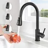 Grifo de cocina extensible, color negro, acero inoxidable Vista previa de la imagen del producto 1