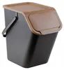 A dark gray kitchen bin with a brown lid and handle, shown from a slight angle. Produktbild-Vorschau