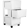 A white plastic rolling cabinet with three drawers, one of which is open. Produktbild-Vorschau