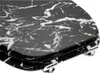 A close-up view of a black toilet seat with a white marble pattern. Produktbild-Vorschau
