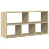 A wooden shelf unit with six compartments, presented against a white background. Náhled obrázku produktu