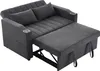 A dark gray sofa bed is shown with the bed extended and a footrest pulled out. Podgląd zdjęcia produktu