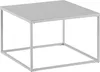 Couchtisch 60x60x40cm Metall Industrial Weiß mit quadratischer Tischplatte und schlankem Metallgestell, Gesamtansicht.