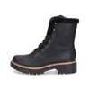 A black women's boot with fur lining, shown from the side. Voir les images du produit