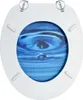 A toilet seat with a lid, featuring a blue water droplet design. Náhľad obrázku produktu